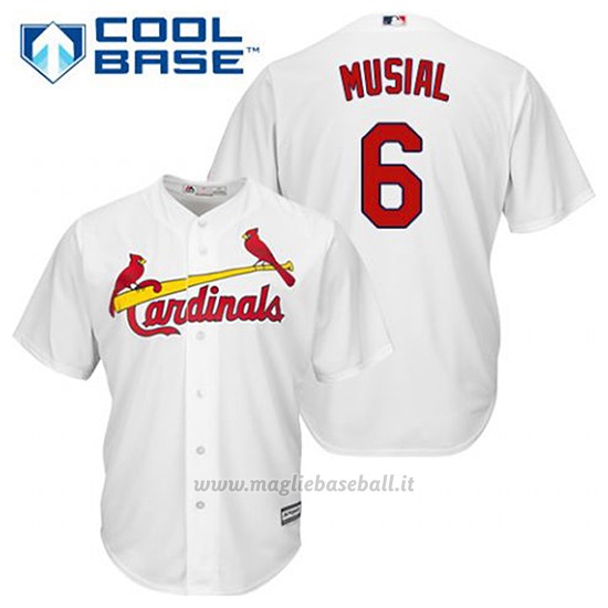 Maglia Baseball Uomo St. Louis Cardinals Stan Musial 6 Bianco 1ªCool Base